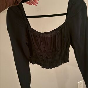 Urban Outfitters Black Ruched Crop Top